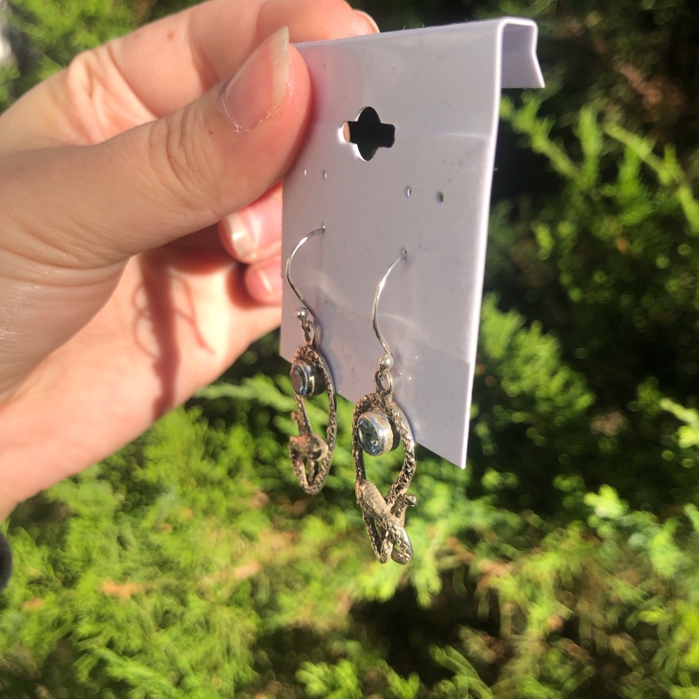 Solid Sterling Blue Topaz Earrings - image 3